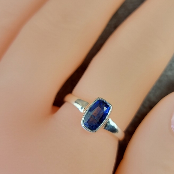 Native Blue Sapphire Gemstone Ring Size 7 Sterling Silver 925 Women Boho Jewelry - Picture 4 of 4